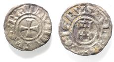 World Coins - DAVID'S TOWER: Crusaders, Latin Kingdom of Jerusalem. Baldwin III (1143-1163). BI Denier