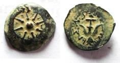 Ancient Coins - LARGE PRUTAH Judaea, Alexander Jannaeus, 103-76 BC, AE Prutah (Biblical Widow's Mites).