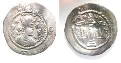 Ancient Coins - Sasanian Empire. Sasanian Empire. Kavad I (second reign, AD 499-531). AR drachm (27mm, 4.01g) DL (?) mint. Struck in regnal year 13 (AD 501).