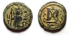 World Coins - ISLAMIC, Arab-Byzantine (Imperial image) coinage . Circa 680s-700/10. Æ Fals .