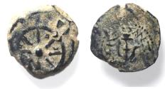 Ancient Coins - Judaea, Alexander Jannaeus, 103-76 BC, AE Prutah (Biblical Widow's Mite)