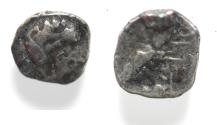 Ancient Coins - Philistia. Uncertain mint. Circa 400/390-333 BC. AR obol (9mm, 0.59g). Imitating Athens.