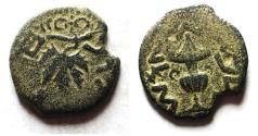 Ancient Coins - Judaea. Jewish War. First Revolt. AE Prutah. Year 3. 68/69 C.E.