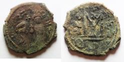 Ancient Coins - OVER-STRUCK: BYZANTINE. CONSTANS II AE FOLLIS
