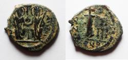 Ancient Coins - BYZANTINE. Justin II with Sophia, 565 - 578 AD, AE DECANUMMIUM