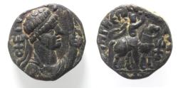 Ancient Coins - Kushan Empire. Time of Kujula Kadphises - Vima Takto. Circa AD 80-113. AE didrachm (20mm, 8.26g). "Soter Megas" coinage.