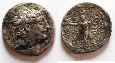 Ancient Coins - GREEK. Seleukid Kingdom. Antiochos VIII Grypos (121-96 BC). AR tetradrachm (31mm, 14.93g). Ake-Ptolemais mint. Struck ca. 121-113 BC.