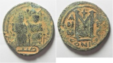 World Coins - ISLAMIC. Umayyad Caliphate. Arab-Byzantine series. AE fals (28mm, 11.33g). Gerasa (Jerash) mint. Struck c. AH 41-77 / AD 661-697.