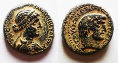 Ancient Coins - Mark Antony and Cleopatra VII: ROMAN PROVINCIAL. Syria, Coele-Syria. Mark Antony and Cleopatra VII (36-31 BC). AE 20mm, 7.32g. Chalcis ad Libanum mint.