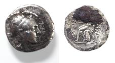 Ancient Coins - Seleukid Kings. Antiochos IV Epiphanes (175-164 BC). AR drachm (16mm, 3.77g). AΞP Mint in Media or Hyrcania.