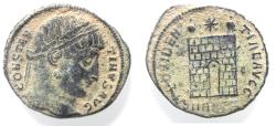 Ancient Coins - AS FOUND. CONSTANTINE I AE FOLLIS. CAMP GATE