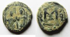 Ancient Coins - ISLAMIC, Umayyad Caliphate. temp. 'Abd al-Malik ibn Marwan. AH 65-86 / AD 685-705. Æ Fals. AMMAN MINT. VERY RARE
