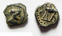 Ancient Coins - apparently unpublished : ARABIA. Bostra. Imitation of pseudo-autonomous issue under Commodus (AD 177-192). AE 10mm, 0.62g.