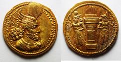 Ancient Coins - Sasanian Empire. Vahram II (AD 276-293). AV dinar (22 mm, 7.33g). “Ctesiphon" mint.