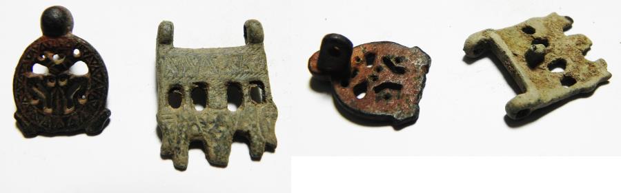 Ancient Roman Byzantine Lot Of 2 Bronze Belt Buckles 300 600 A D