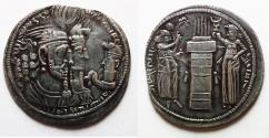Ancient Coins - Sasanian Empire. Bahram II (AD 276-293). AR drachm (27mm, 4.09g).