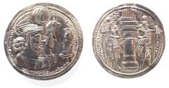 Ancient Coins - SASANIAN KINGS. Vahrām (Bahram) II, with Queen and Prince 4. AD 276-293. AR Drachm