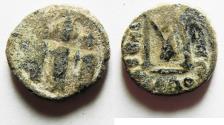 World Coins - 	Arab-Byzantine, Umayyad Caliphate Æ Fals. TIBERIAS MINT. Abd al-Malik ibn Marwan, circa AH 73-78 (AD 693-697).