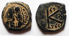 Ancient Coins - BYZANTINE. Justin II with Sophia, 565 - 578 AD, AE Half Follis
