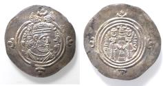 Ancient Coins - CHOICE QUALITY: Sasanian Kingdom. Khusru II. A.D. 591-628. AR drachm.