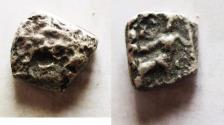 Ancient Coins - GREAT RESEARCH PIECE: GREEK. Alexander the Great (336-323 BC). AR drachm cut down into square shape (14mm, 2.85g). Mint unidentifiable.