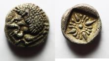 Ancient Coins - CHOICE QUALITY: IONIA, Miletos. Late 6th-early 5th century BC. AR Obol – Hemihekte