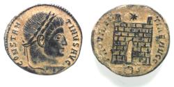 Ancient Coins - AS FOUND: CONSTANTINE I AE FOLLIS. CAMP GATE