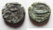 Ancient Coins - AS FOUND: GREEK. Phoenicia, Sidon.  'Abd'Ashtart I (372-358 BC). AE 15mm, 3.36g. Struck in regnal year 3 (370/69 BC). 