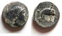 Ancient Coins - Seleukid Kings. Antiochos III the Great (222-187 BC) Æ21. elephant