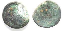 Ancient Coins - JUDAEA, Herodians. Agrippa II, with Titus. Circa 50-100 CE. Æ 8 Units 22. Caesarea Panias mint. Dated RY 26 of the first era of Agrippa II (74/5 CE).