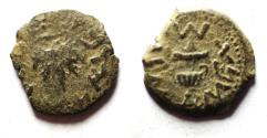 Ancient Coins - Judaea. Jewish War. First Revolt. AE Prutah. Year 3. 68/69 C.E.