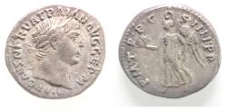 Ancient Coins - Trajan. AD 98-117. AR Denarius. VICTORY