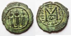 World Coins - ISLAMIC, Umayyad Caliphate. Uncertain period (pre-reform). AH 41-77 / AD 661-697. Æ Fals . Type III. Tabariyya (Tiberias) mint.