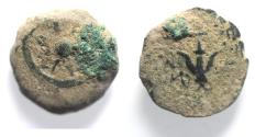 Ancient Coins - Judaea, Alexander Jannaeus, 103-76 BC, AE Prutah (Biblical Widow's Mite)
