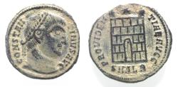 Ancient Coins - AS FOUND. CONSTANTINE I AE FOLLIS. CAMP GATE. ALEXANDRIA