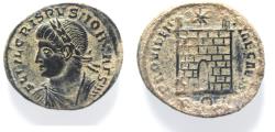 Ancient Coins - BEAUTIFUL AS FOUND: CRISPUS AE FOLLIS. CAMP GATE
