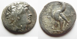 Ancient Coins - GREEK. Seleukid kings. Antiochos VIII Grypos (121/0-96 BC). AR tetradrachm (29mm, 12.71g) Ascalon mint. Struck in SE 201 (112/11 BC).