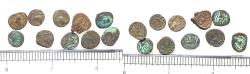 Ancient Coins - LOT OF 10 AS FOUND: Arabia Felix. Himyarite Kingdom. 100 - 300 A.D. Rare copper Bucranium coins.