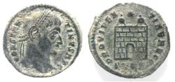 Ancient Coins - AS FOUND: CONSTANTINE I AE FOLLIS. CAMP GATE