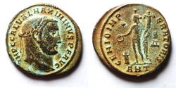 Ancient Coins - ROMAN IMPERIAL. MAXIMINUS II AE FOLLIS.