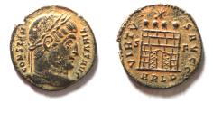 Ancient Coins - CONSTANTINE I AE FOLLIS. CAMP GATE WITH OPEN DOORS.