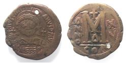 Ancient Coins - BYZANTINE. Justinian I (AD 527-565). AE follis .