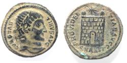 Ancient Coins - AS FOUND. CONSTANTINE I AE FOLLIS. CAMP GATE