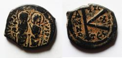 Ancient Coins - BYZANTINE. Justin II with Sophia, 565 - 578 AD, AE Half Follis