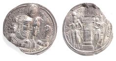 Ancient Coins - SASANIAN KINGS. Vahr?m (Bahram) II, with Queen and Prince 4. AD 276-293. AR Drachm