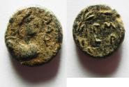Ancient Coins - Decapolis. Philadelphia. Psuedo autonomous issue. AE 12mm, 2.69g. Struck in civic year 143 (AD 80/1). 