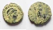 Ancient Coins - RARE CONSTANTINE II AE 4 . DESERT PATINA