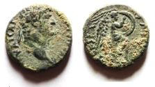 Ancient Coins - AS FOUND: JUDAEA, Herodians. Agrippa II, with Domitian. Circa 50-100 CE. Æ 18