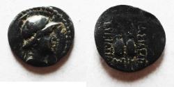 Ancient Coins - Bactria, Eucratides I. 171-135 BC. AR Obol