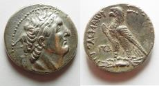 Ancient Coins - Egypt. Ptolemaic kings. Ptolemy VI Philometor (first sole reign, 180-170 BC). AR tetradrachm (26mm, 14.28g) Uncertain Cypriote or Phoenician mint. Struck in era year 84 (179/8 BC).